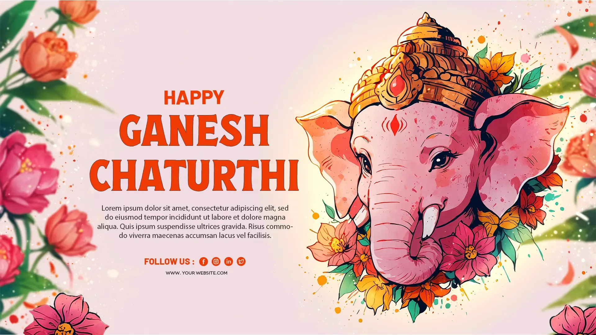 Cheerful Ganesh Chaturthi Graphic Template image